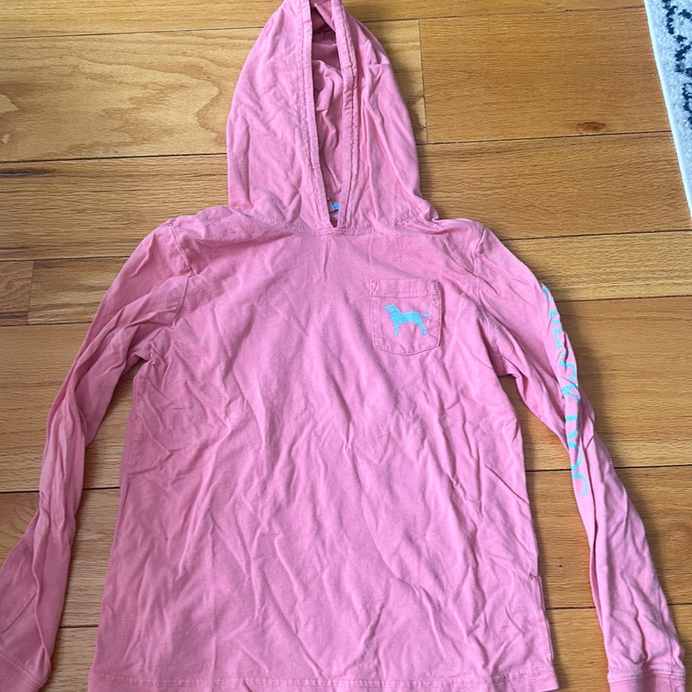 Coral hooded long sleeve top for girls